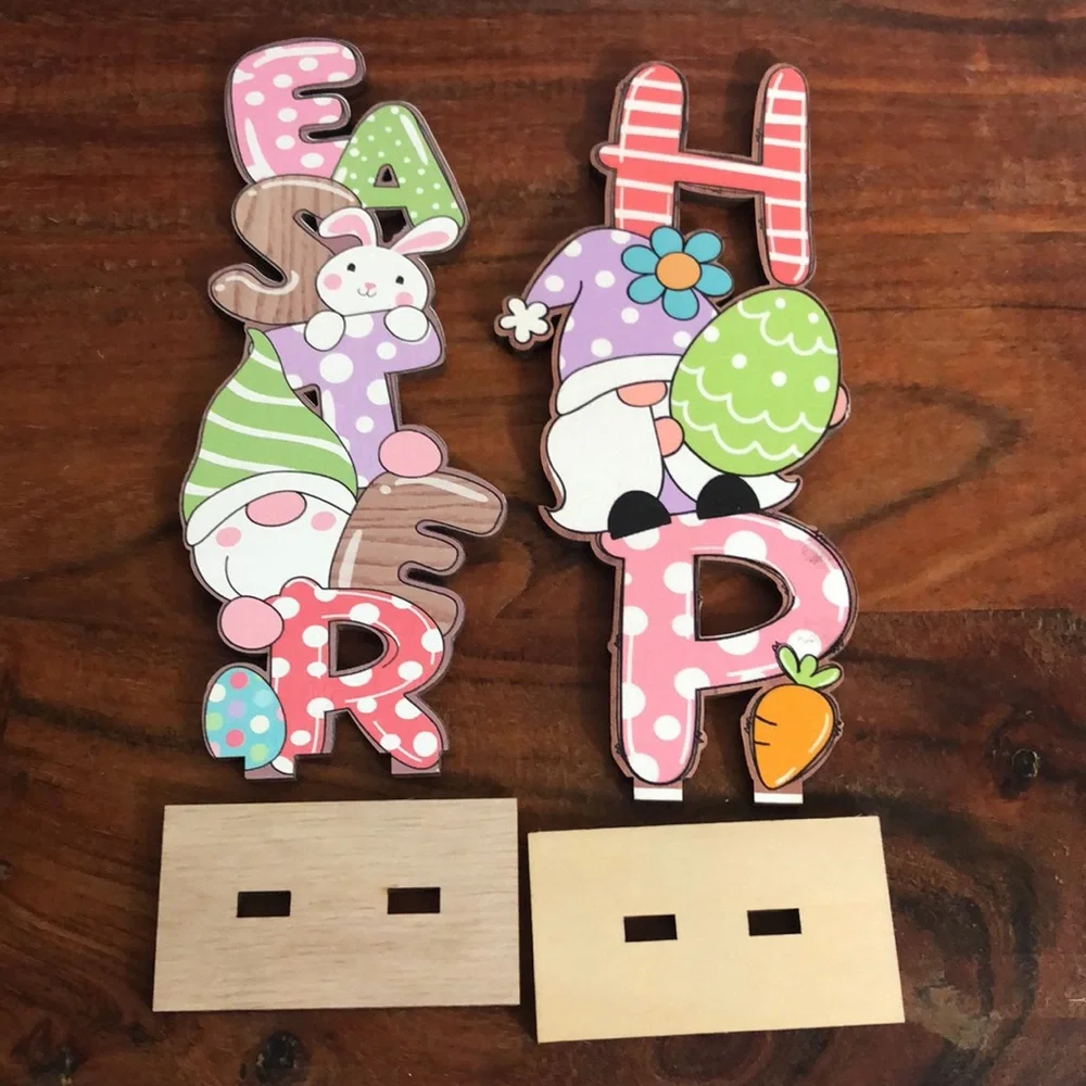 Easter Holiday Bundle 3PC Bunny Rabbit & Gnome Stand Sign Bunny squeezed Toy